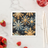 雪片魔法クリスマスブラック金ゴールドブルー スタンダードカクテルナプキン (インサイチュ)