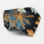 雪片魔法クリスマスブラック金ゴールドブルー ネクタイ (ロール)