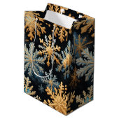雪片魔法クリスマスブラック金ゴールドブルー ミディアムペーパーバッグ (裏面アングル)