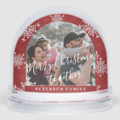 雪片2アーチ写真パーソナライズされた赤 (正面)