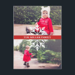 雪片2 – フォトホリデー ポストカード<br><div class="desc">雪片のバナーを自分の名前で描いた、祝日の写真のはがき。</div>