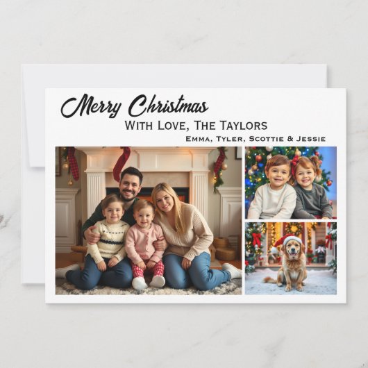 雪片3家族の写真クリスマス シーズンカード (正面)
