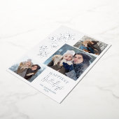 雪片3枚の写真で最も幸せなホリデーズシルバー 箔シーズンカード (回転した状態)