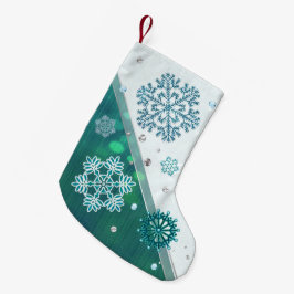 雪片3D宝石飾り スモールクリスマスストッキング