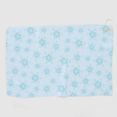 雪片，アイスブルー，氷のような雪片，雪 ゴルフタオル (横)