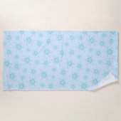 雪片，アイスブルー，氷のような雪片，雪 ビーチタオル (正面)