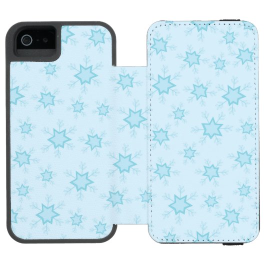 雪片，アイスブルー，氷のような雪片，雪 INCIPIO iPhoneウォレットケース (フォリオ Open)