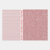 雪片、クリスマスツリーほこりっぽいバラストライプ赤 ラッピングペーパーシート (正面2)