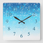 雪片 スクエア壁時計 (正面)