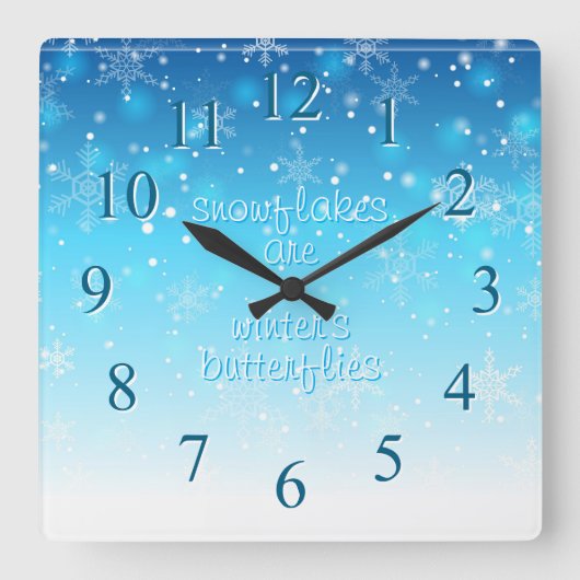 雪片 スクエア壁時計 (正面)