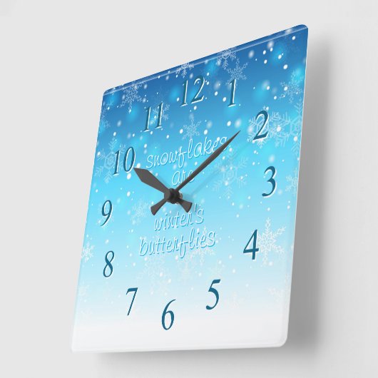 雪片 スクエア壁時計 (傾斜)