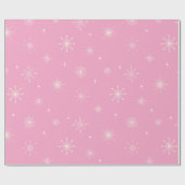雪片&スターズソフトピンクのクリスマス ラッピングペーパー (フラット)