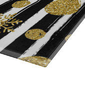 雪片、スノーボールとストライプ カッティングボード (角)