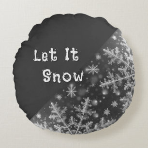 雪片/ハート/雪を降らせる ラウンドクッション