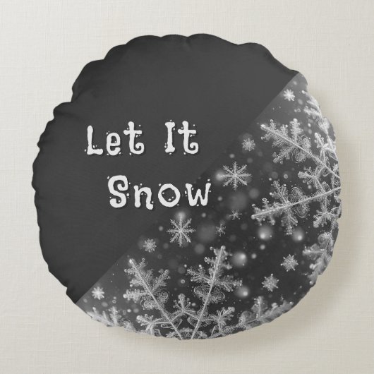雪片/ハート/雪を降らせる ラウンドクッション (正面)