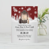 雪片&ランタンレッドウィンターフ結婚ォレスト 招待状 (スタンド正面)