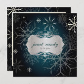 雪片、冬の結婚式の招待状 招待状 (正面/裏面)