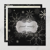 雪片、冬の結婚式招待状 招待状 (正面/裏面)