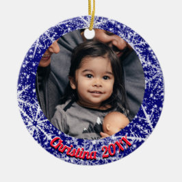 雪片，名前，年の#, 2枚の写真 セラミックオーナメント