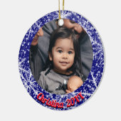 雪片，名前，年の#, 2枚の写真 セラミックオーナメント (左)