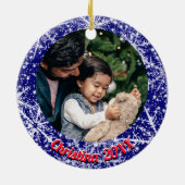 雪片，名前，年の#, 2枚の写真 セラミックオーナメント (裏面)