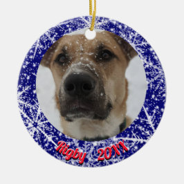 雪片，名前，年の#, 2枚の写真 セラミックオーナメント