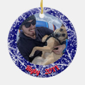 雪片，名前，年の#, 2枚の写真 セラミックオーナメント (裏面)