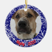 雪片，名前，年の#, 2枚の写真 セラミックオーナメント (正面)