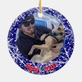 雪片，名前，年の#, 2枚の写真 セラミックオーナメント