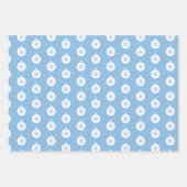 雪片、喜びとクリスマスボールブルーパターン ラッピングペーパーシート (正面3)