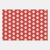 雪片、喜びとクリスマスボールレッドパターン ラッピングペーパーシート (正面3)