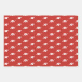 雪片、喜びとクリスマスボールレッドパターン ラッピングペーパーシート (正面2)