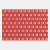 雪片、喜びとクリスマスボールレッドパターン ラッピングペーパーシート (正面)