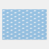 雪片、喜び、クリスマスツリーブルーパターン ラッピングペーパーシート (正面2)