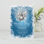 雪片，星，クリスマスボールブルークリスマス 招待状 (スタンド正面)