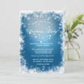 雪片、星、青いクリスマスパーティー 招待状 (スタンド正面)