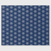 雪片、濃紺の銀製の水晶 ラッピングペーパー (フラット)