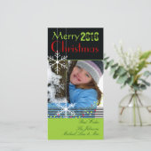 雪片~白黒のクリスマス·グリーン·トリム シーズンカード (スタンド正面)