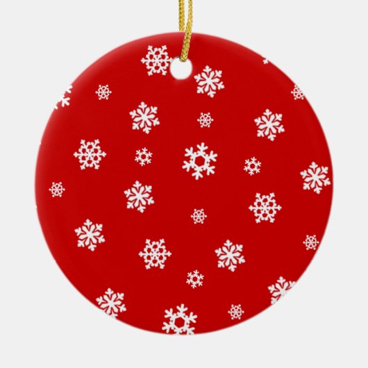 雪片（白） [クリスマスパターン] セラミックオーナメント (正面)