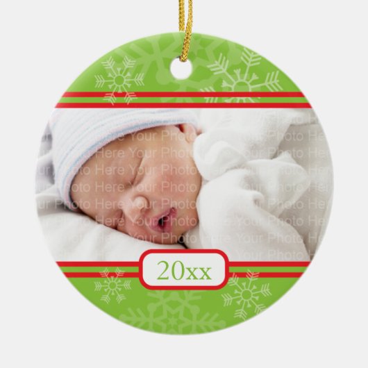 雪片: 緑 セラミックオーナメント (正面)