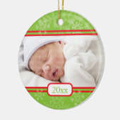 雪片: 緑 セラミックオーナメント (左)