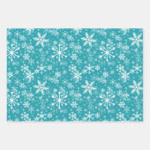雪片,葉ティール(緑がかった色),芽,木,クリスマス ラッピングペーパーシート (正面)