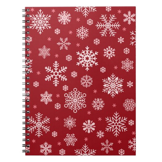 雪片、赤い装飾、クリスマスパターン。 ノートブック (正面)