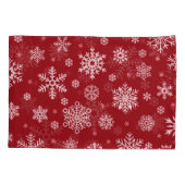 雪片、赤い装飾、クリスマスパターン。 枕カバー (裏面)