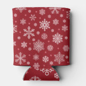 雪片、赤い装飾、クリスマスパターン。 缶クーラー (裏面)