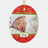 雪片: 赤い セラミックオーナメント (右)