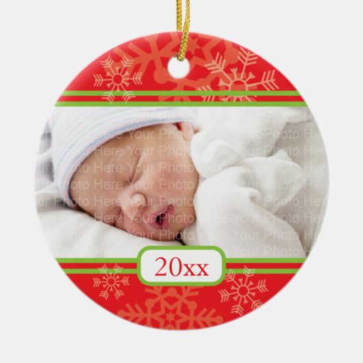 雪片: 赤い セラミックオーナメント (正面)