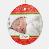 雪片: 赤い セラミックオーナメント (左)