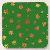 雪片(赤と金ゴールド) [クリスマスパターン] コースター (正面)