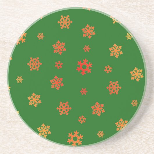 雪片(赤と金ゴールド) [クリスマスパターン] コースター (正面)